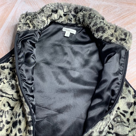 COLDWATER CREEK Faux Fur Animal Print Vest | Medium - Picture 4 of 7